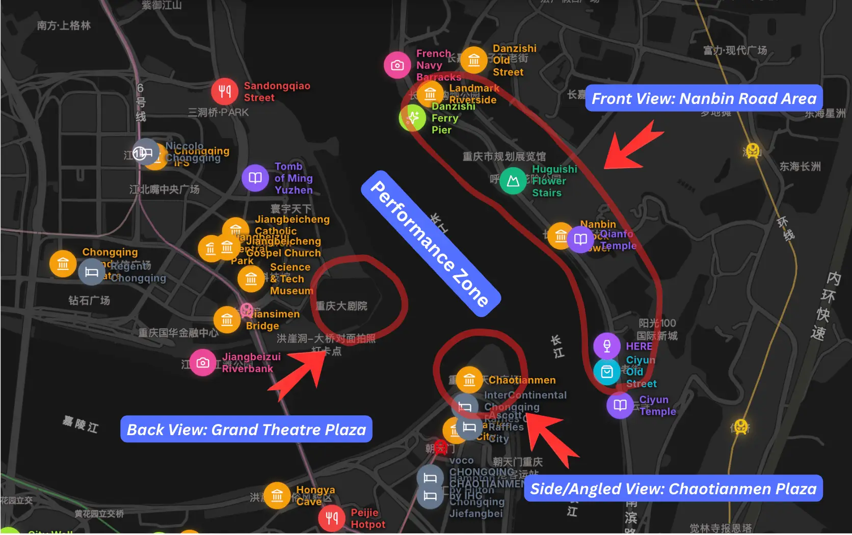 Chongqing Drone Show Viewing Zone Layout Map